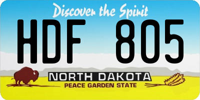 ND license plate HDF805
