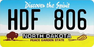 ND license plate HDF806