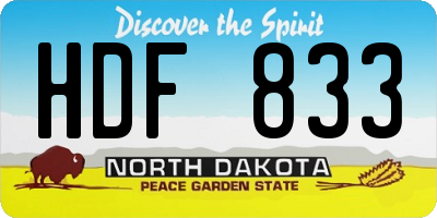ND license plate HDF833