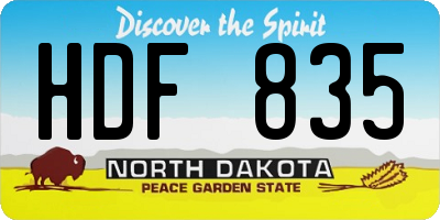 ND license plate HDF835