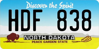 ND license plate HDF838