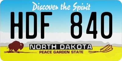 ND license plate HDF840