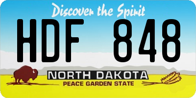 ND license plate HDF848