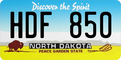 ND license plate HDF850