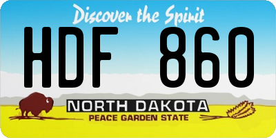 ND license plate HDF860