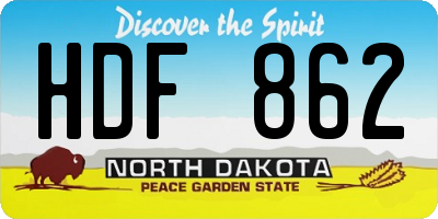ND license plate HDF862
