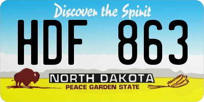 ND license plate HDF863