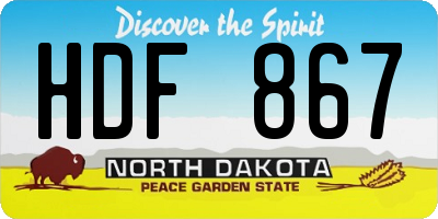 ND license plate HDF867