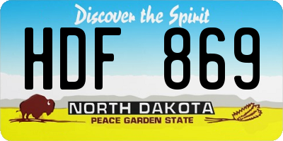 ND license plate HDF869