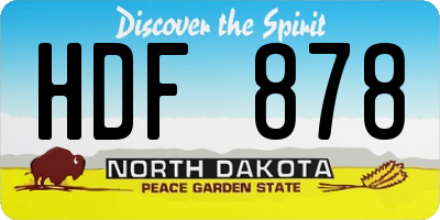 ND license plate HDF878