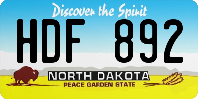 ND license plate HDF892