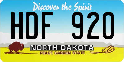 ND license plate HDF920