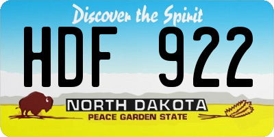 ND license plate HDF922