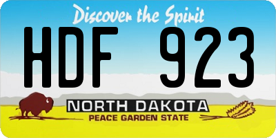 ND license plate HDF923