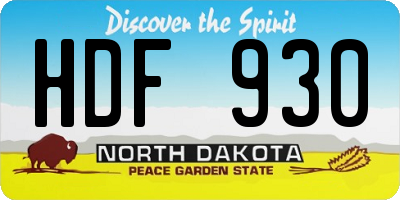 ND license plate HDF930