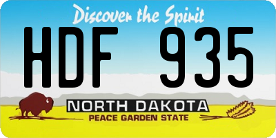 ND license plate HDF935
