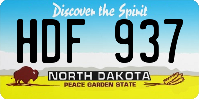 ND license plate HDF937