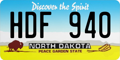 ND license plate HDF940