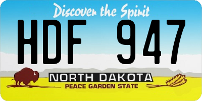 ND license plate HDF947
