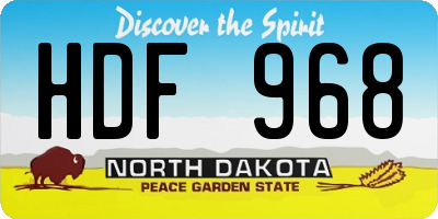ND license plate HDF968