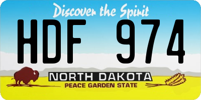 ND license plate HDF974