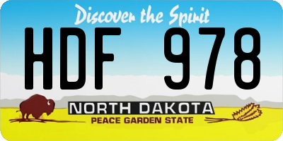 ND license plate HDF978
