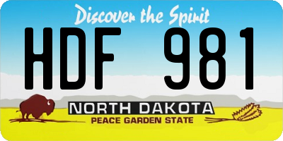 ND license plate HDF981