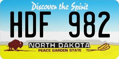 ND license plate HDF982