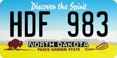 ND license plate HDF983