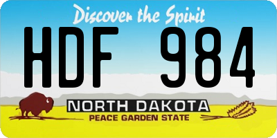 ND license plate HDF984