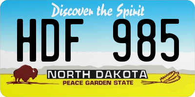 ND license plate HDF985