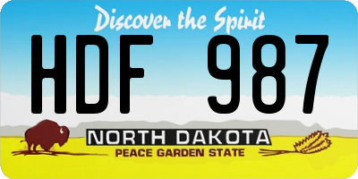 ND license plate HDF987
