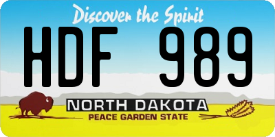 ND license plate HDF989