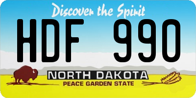 ND license plate HDF990