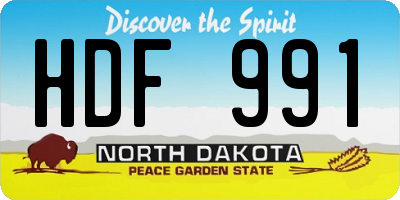 ND license plate HDF991