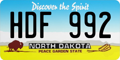 ND license plate HDF992