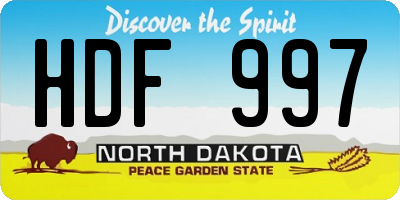 ND license plate HDF997
