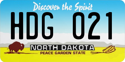 ND license plate HDG021
