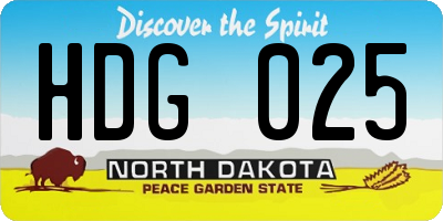 ND license plate HDG025
