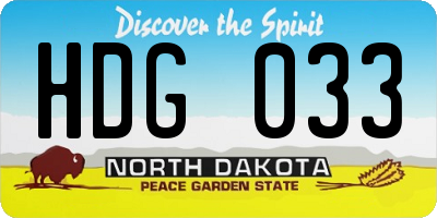 ND license plate HDG033