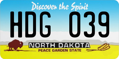 ND license plate HDG039