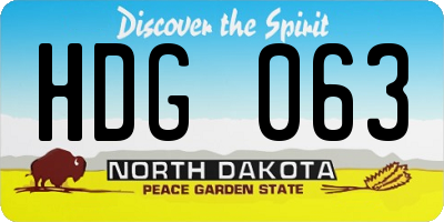 ND license plate HDG063