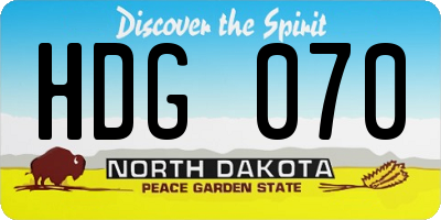 ND license plate HDG070