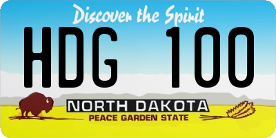 ND license plate HDG100