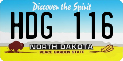 ND license plate HDG116