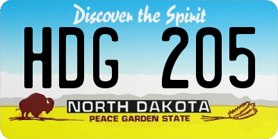 ND license plate HDG205