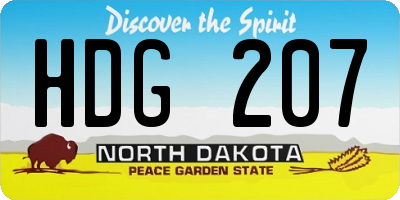ND license plate HDG207