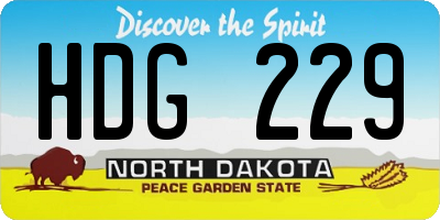 ND license plate HDG229
