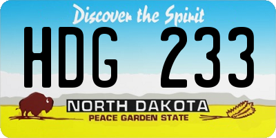 ND license plate HDG233