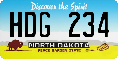 ND license plate HDG234